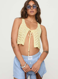 side view of model wearing Princess Polly Walnut Top Cream Sleeveless Scoop Neck 