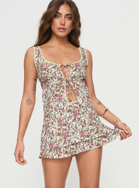   front view of model wearing Princess Polly Luiso Mini Skirt Multi Mini Skirts 