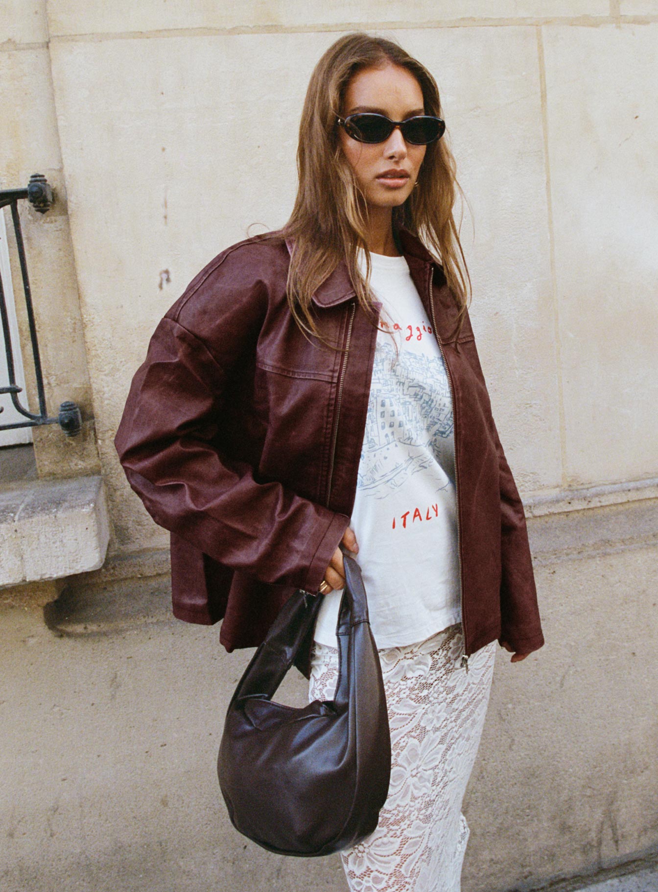 Napoleon Faux Leather Jacket Burgundy | Princess Polly