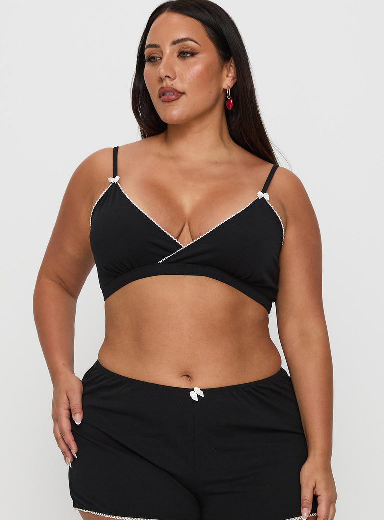 Slumber Jersey Sleep Bralette Black Curve