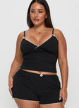 Lullabies Jersey Cami Top Black Curve