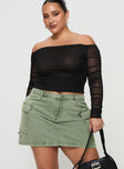 Zakai Cargo Denim Mini Skirt Green Curve