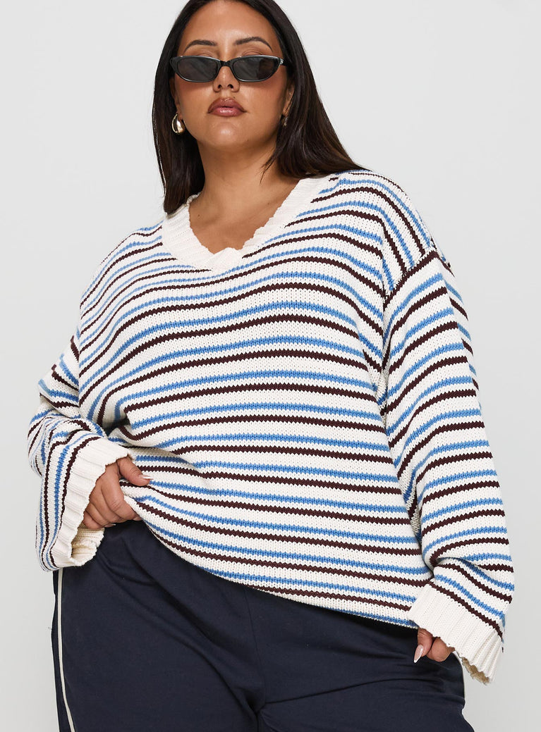 Karolyn Sweater Blue Stripe Curve