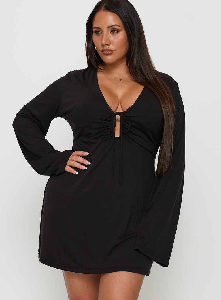 Dafnie Long Sleeve Mini Dress Black Curve