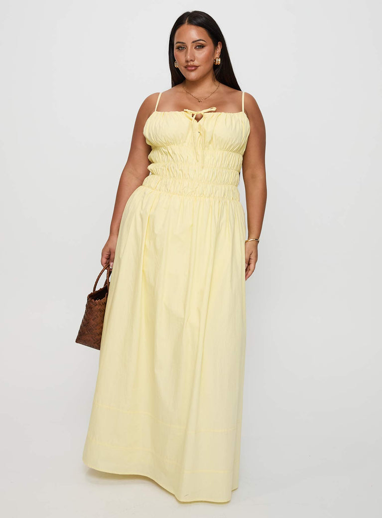 Loralei Shirred Maxi Dress Yellow Curve