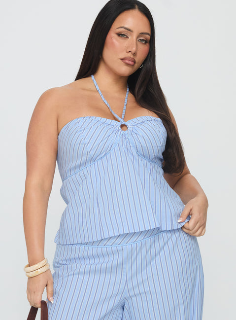 Sofea Halter Top Blue Stripe Curve