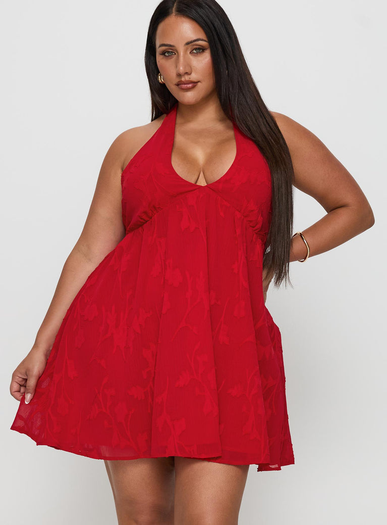 Moriah Halter Mini Dress Red Curve