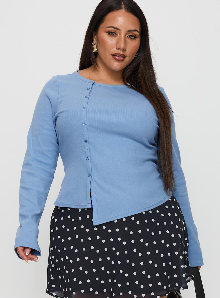 Baseline Button Up Long Sleeve Top Blue Curve