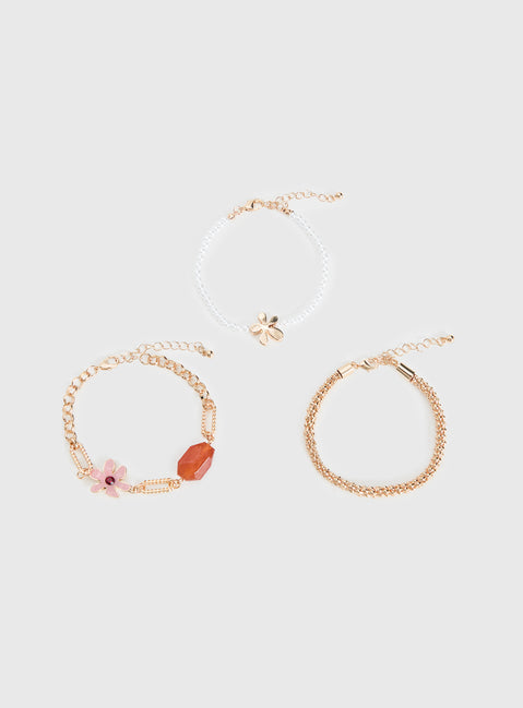 Bleeker Flower Bracelet Pack Gold