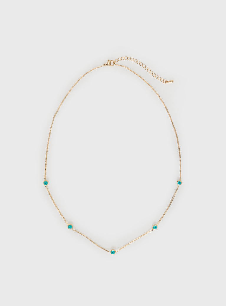 Necklace Gold-toned, gemstone detail, lobster clasp fastening Princess Polly Lower Impact 