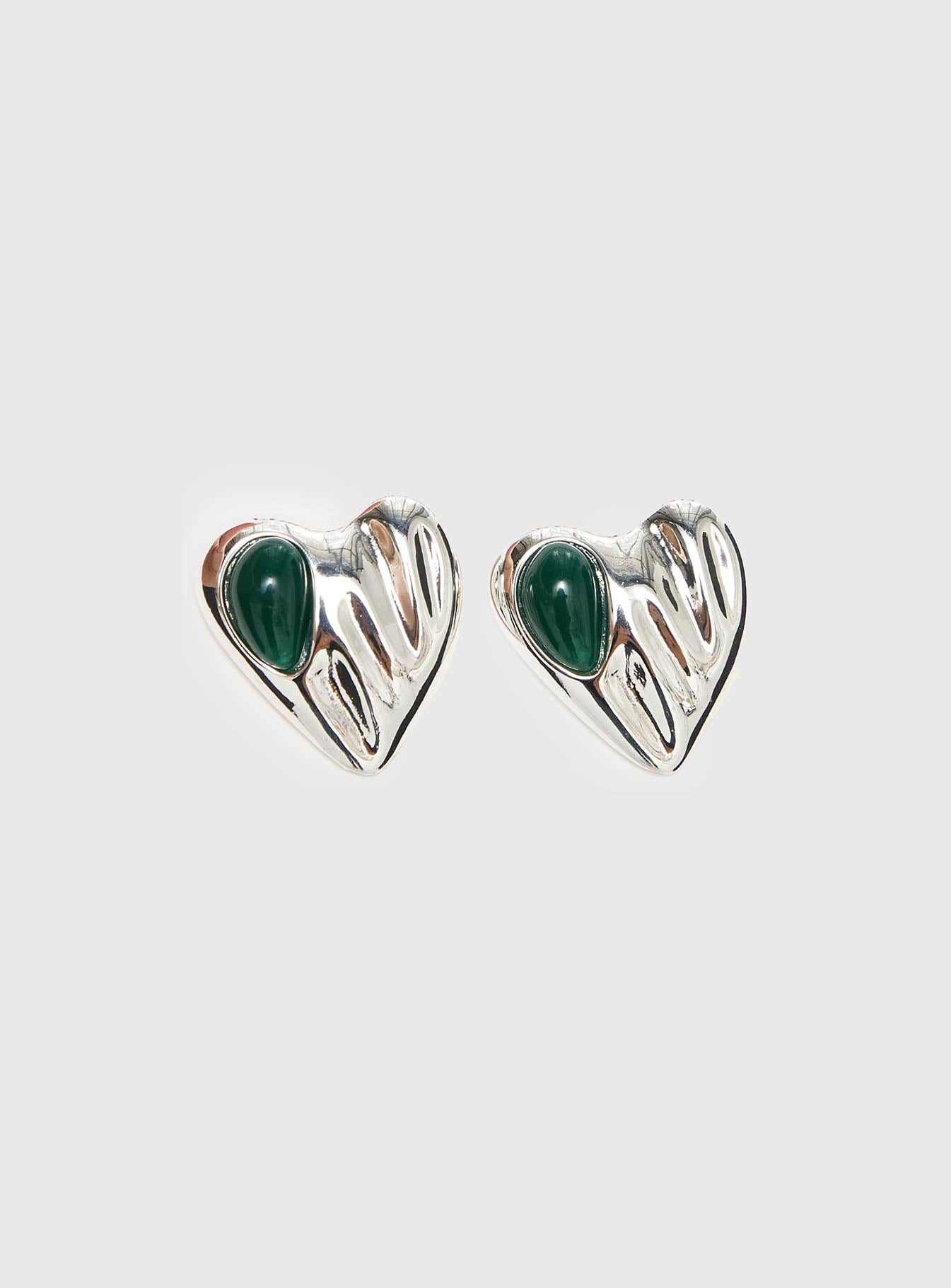 Citrah Heart Stud Earrings Silver