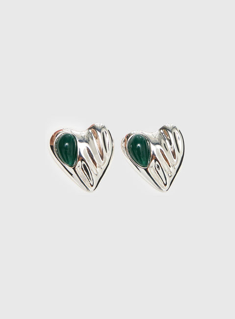 Citrah Heart Stud Earrings Silver