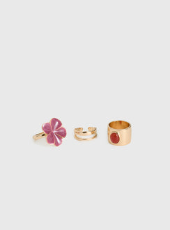 Rosellah Ring Set Gold / Pink