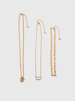 Double Date Layered Necklace Gold