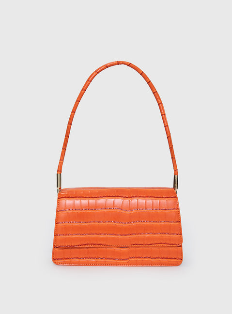 Moshe Croc Shoulder Bag Orange
