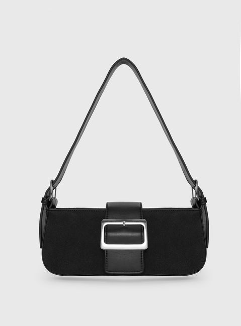 Addie Buckle Detail Shoulder Bag Black