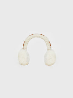Brown and cream furry ear muffs