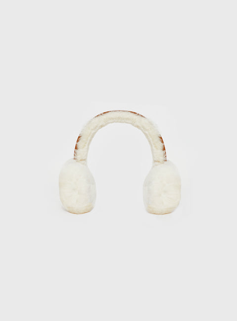 Brown and cream furry ear muffs