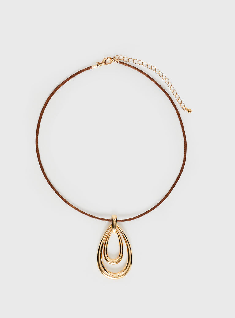 Pendant necklace, gold-toned Rope style chain, lobster clasp fastening