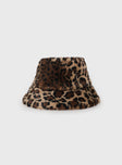 Frankle Faux Fur Bucket Hat Leopard