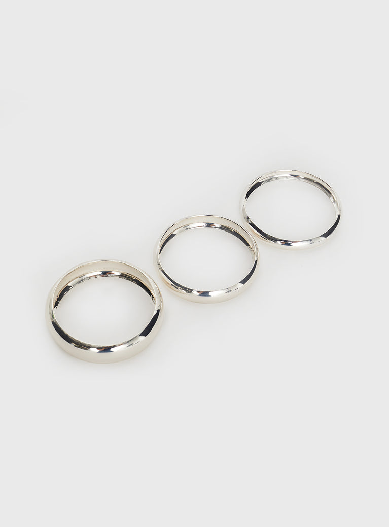 Silver-toned bangle pack Pack of three, fixed shape