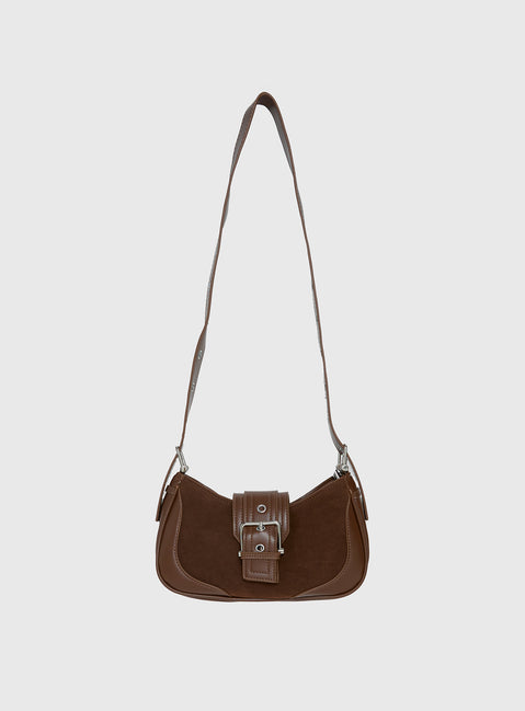 Kienna Buckle Shoulder Bag Brown