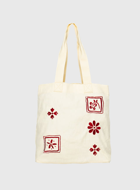 Grazia Tote Bag Cream / Red