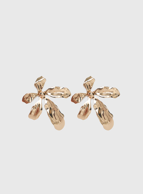 Love Is Free Flower Earrings Gold
