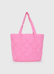 Jovie Nylon Quilted Tote Pink