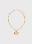 Necklace Gold-toned, heart shaped pendant, lobster clasp fastening