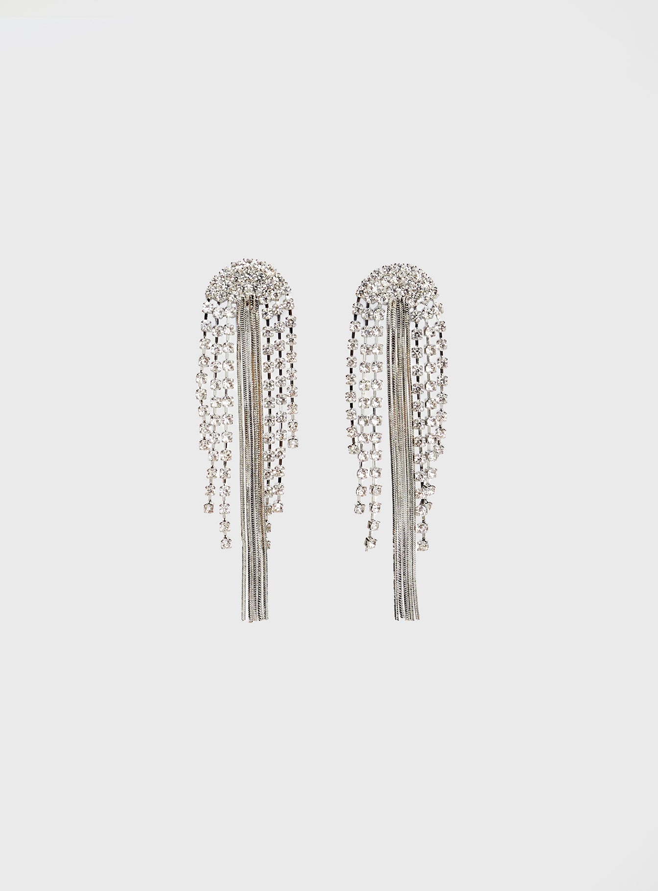 Silver-toned earrings Diamante detail, stud fastening