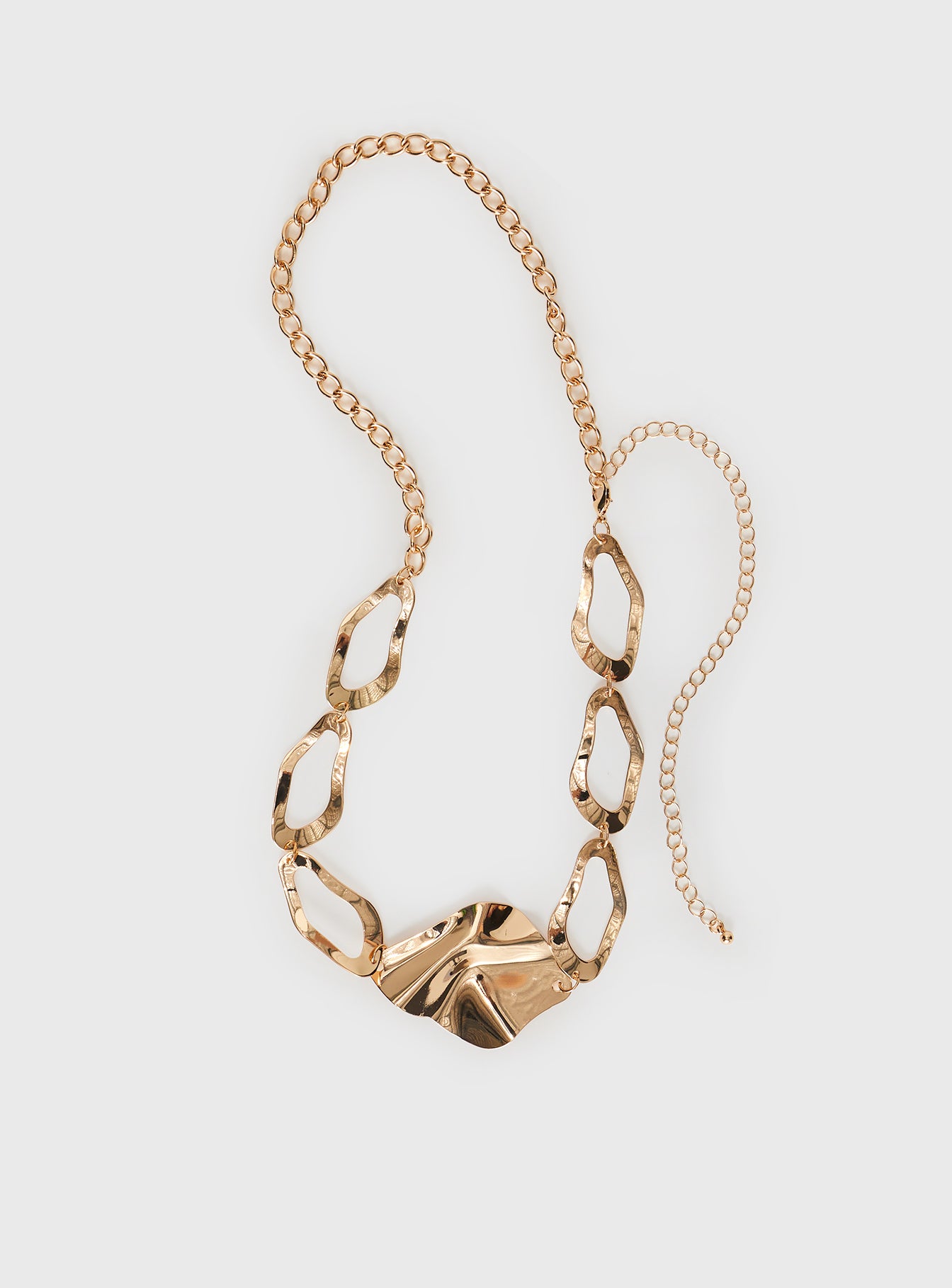 Gold-toned chain belt Chunky style, lobster clasp fastening, lightweight