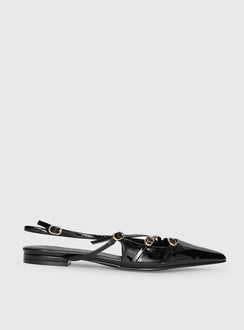Billini Hettie Pointed Toe Flats Black Patent