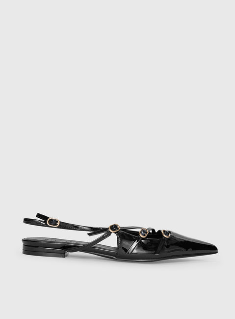 Billini Hettie Pointed Toe Flats Black Patent