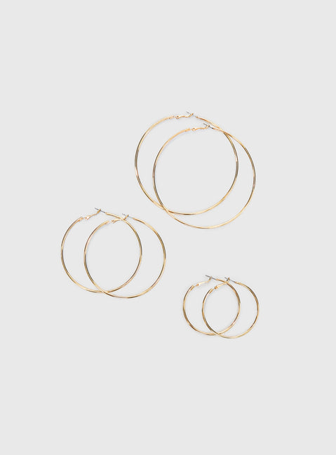 Guessing Game Hoop Earring Pack Gold