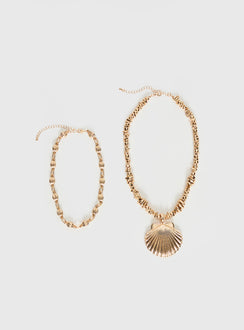 Clear Vision Shell Layered Necklace Gold