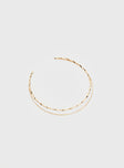 Gold-toned necklace  2 layered chain, one dainty Easy slip on 