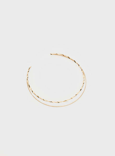 Gold-toned necklace  2 layered chain, one dainty Easy slip on 