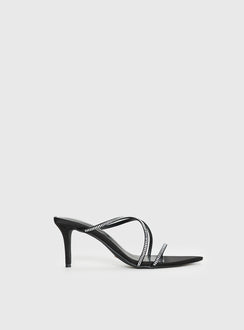 Billini Effy Heels Black Satin Diamante