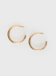 Gold-toned earrings Hoop style, stud fastening