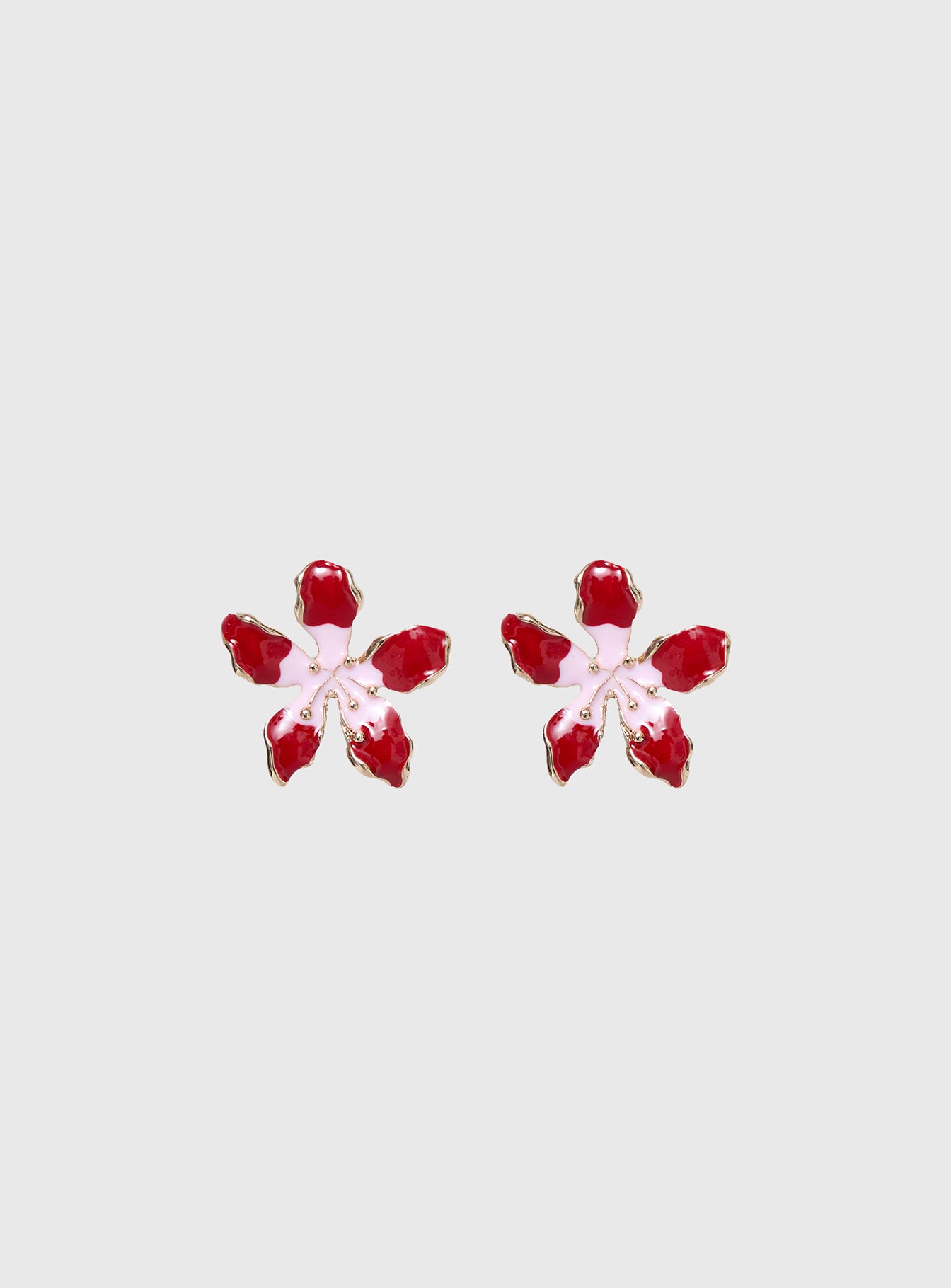 Ysabelle Flower Earrings Pink / Red