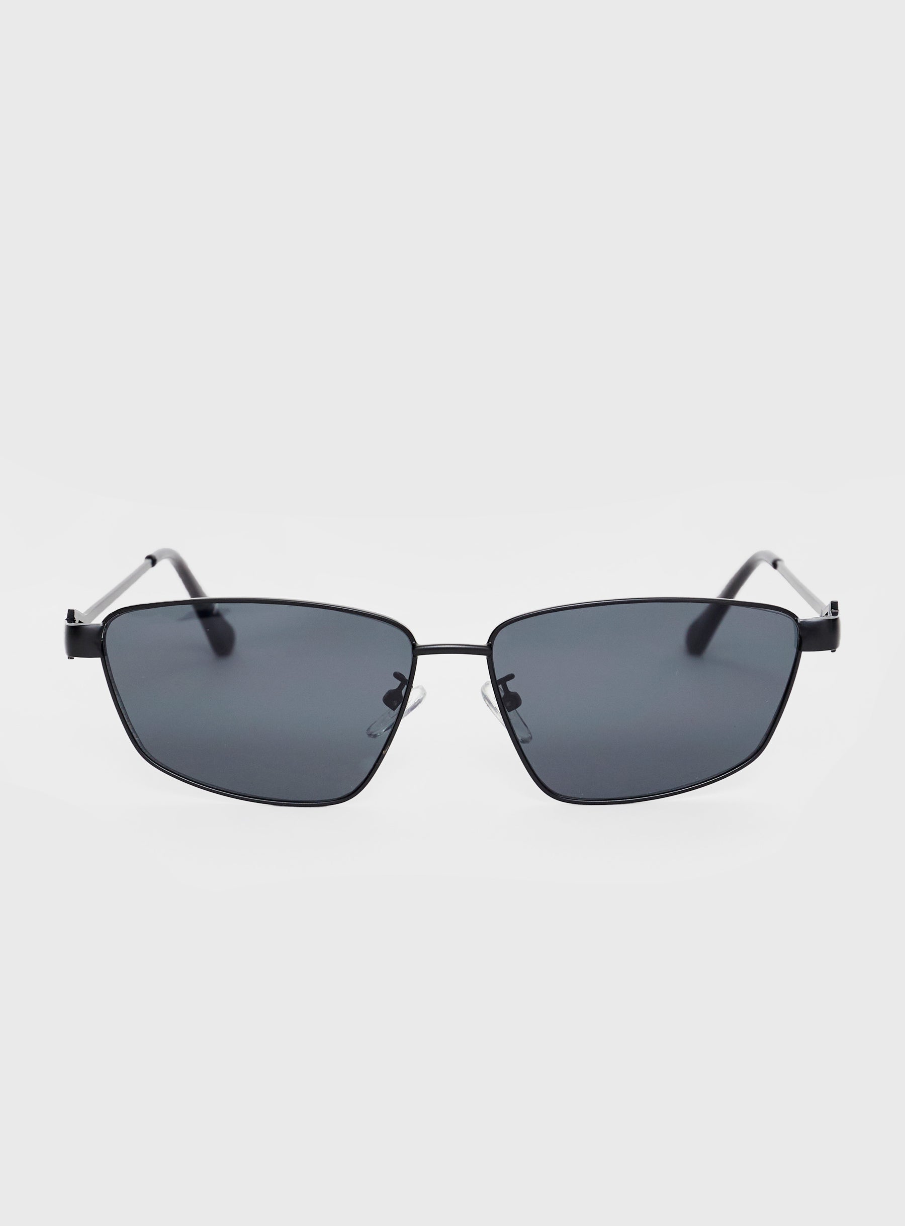 Metal frame sunglasses Adjustable nose pads, smoke tinted lens