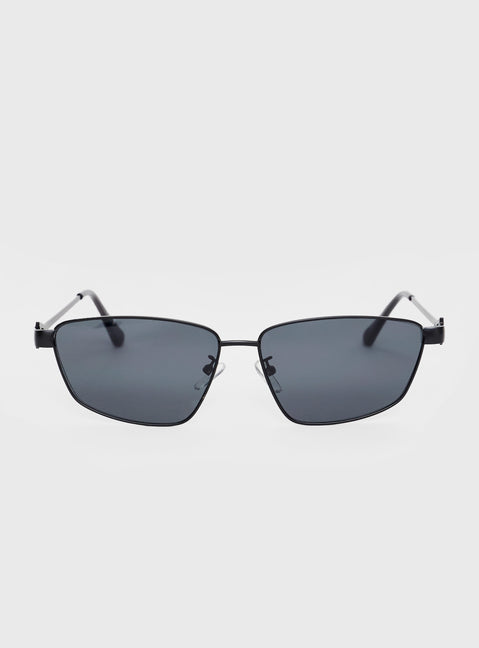 Metal frame sunglasses Adjustable nose pads, smoke tinted lens