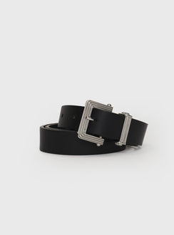 Faux leather belt, silver-toned buckle