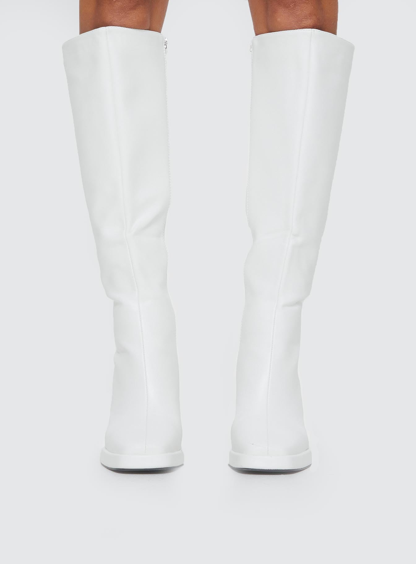 High knee hot sale white boots