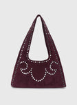 Lemoni Faux Suede Stud Bag Burgundy