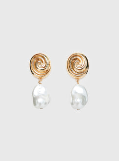 Lucky For You Pearl Drop Earrings Gold