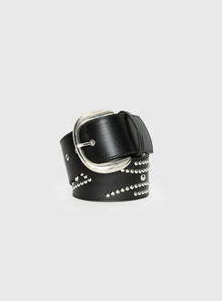 Jordynne Studded Faux Leather Belt Black / Silver