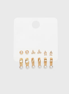 Earring pack  Pack of six, hoop & stud styles, stud fastening, pearl detail