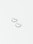 Earrings Silver toned Heart design Hoop fastening